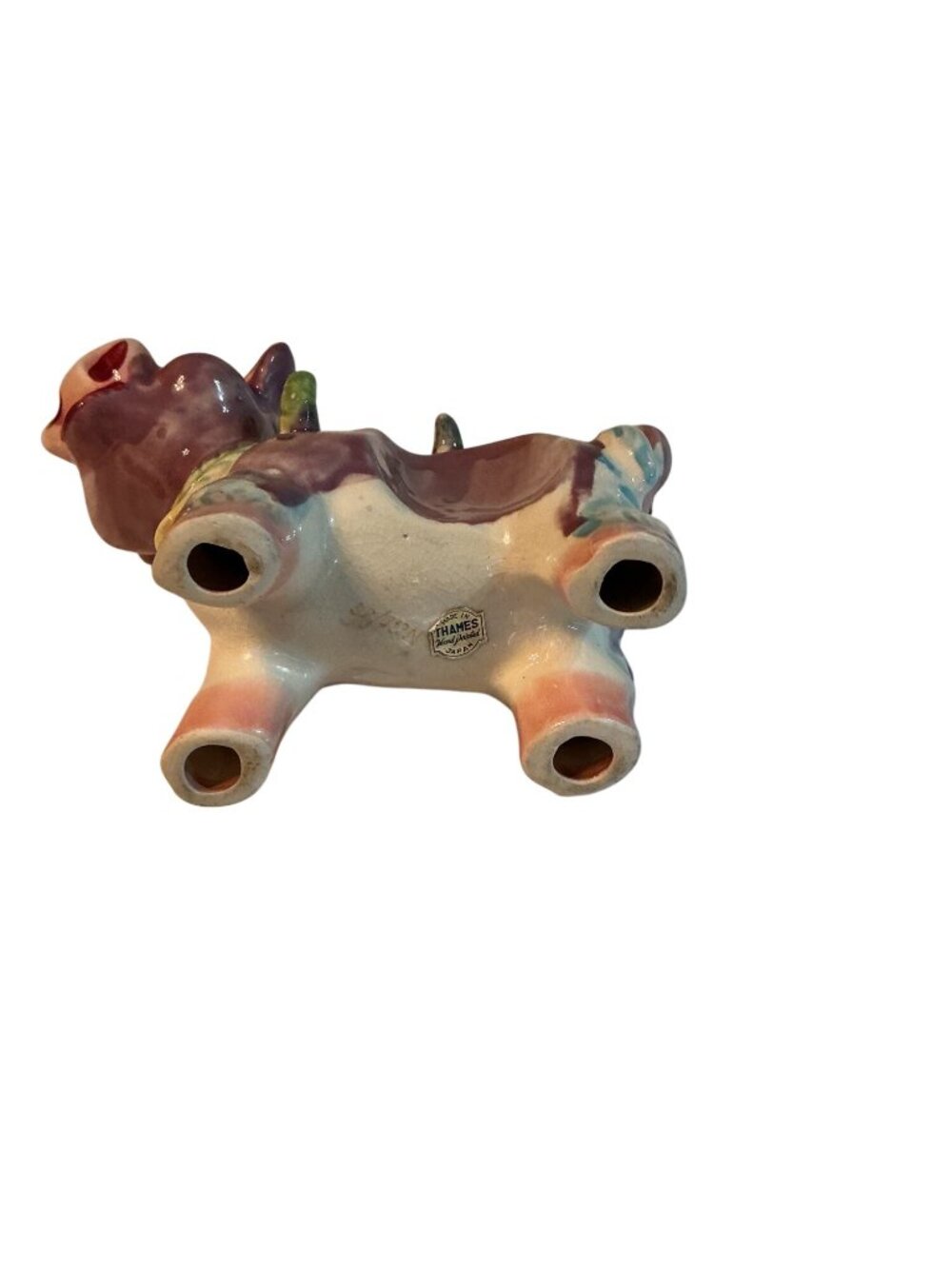 Vintage Thames Whimsical Ceramic Cow Figurine Colorful Mid-Century Decor - Picture 8 of 8
